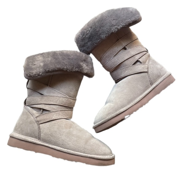 UGG Shoes - Lam Shearling Slate Grey Strappy Boots